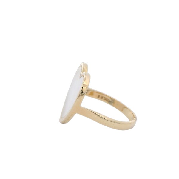 14K Yellow Gold Mother of Pearl Heart Ring Size 7