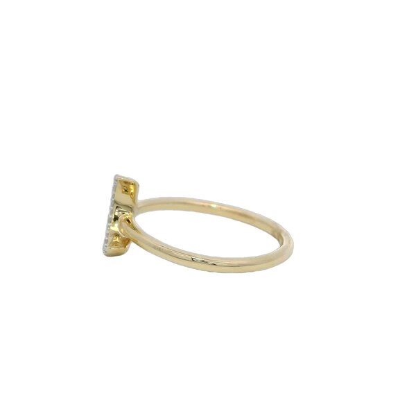14K Yellow Gold .10ct Diamond Crescent Moon Ring Size 7