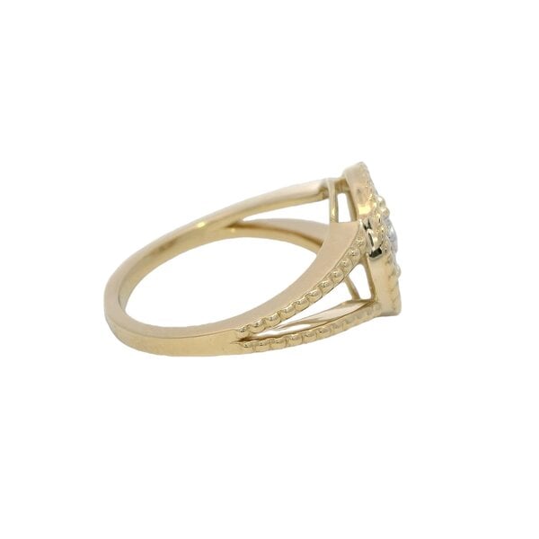 14K Yellow Gold Gold Creations Original .11ct Diamond Rope Compass Rose Ring Size 7