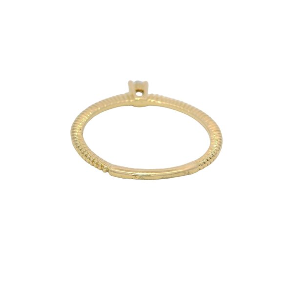 14K Yellow Gold .11ct Diamond Rope Shank Solitaire Ring Size 6.5