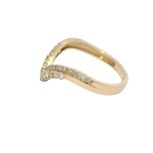 14K Yellow Gold .37ct Diamond Double V Shaped Band Size 7