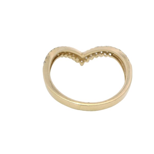14K Yellow Gold .37ct Diamond Double V Shaped Band Size 7