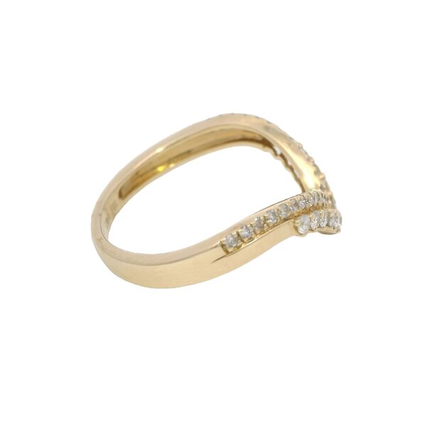 14K Yellow Gold .37ct Diamond Double V Shaped Band Size 7