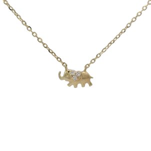 Sale 10KY .01ct Split Chain Elephant Necklace 16"-17"-18"