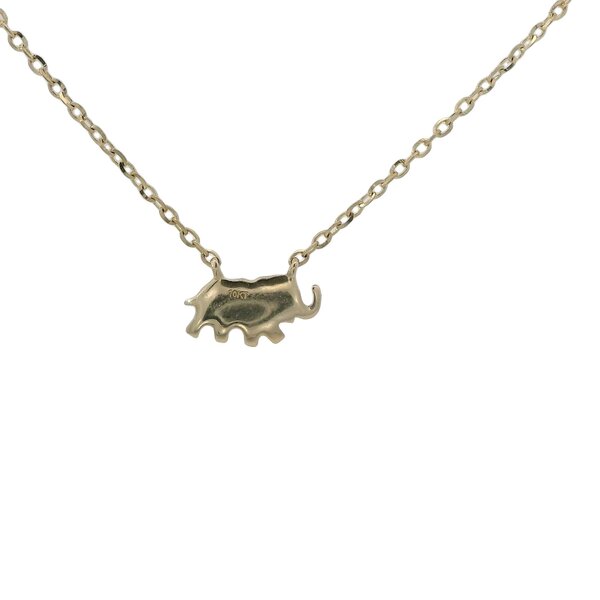 10K Yellow Gold .01ct Diamond Split Chain Elephant Necklace 16"-17"-18"
