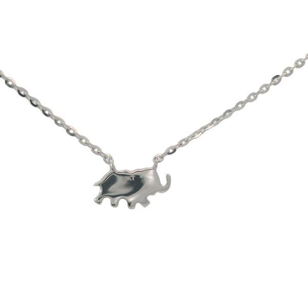 10K White Gold .01ct Diamond Split Chain Elephant Necklace 16"-17"-18"