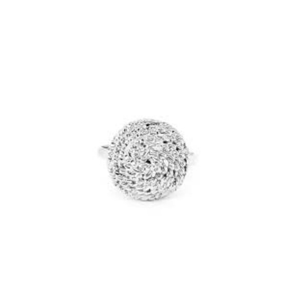 Sterling Silver Diamond Cut Round Sweetgrass Ring