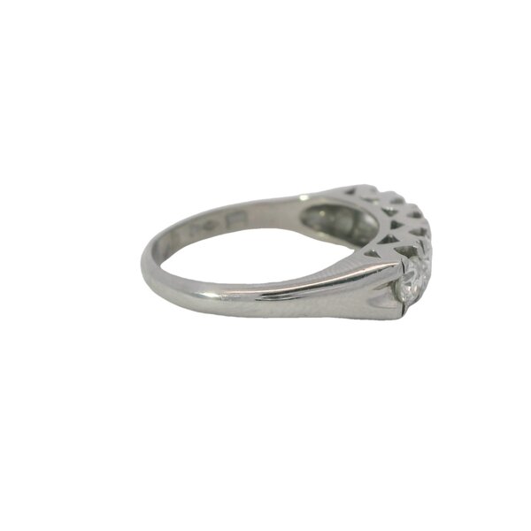 Platinum 1950's 1.02ct Diamond Bar Style Ring Size 8