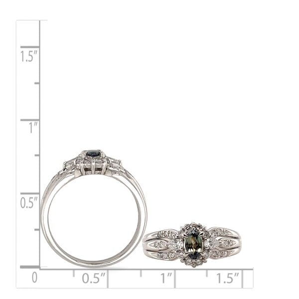 Platinum .31ct Oval Alexandrite & .41ct Diamond Ring Size 7