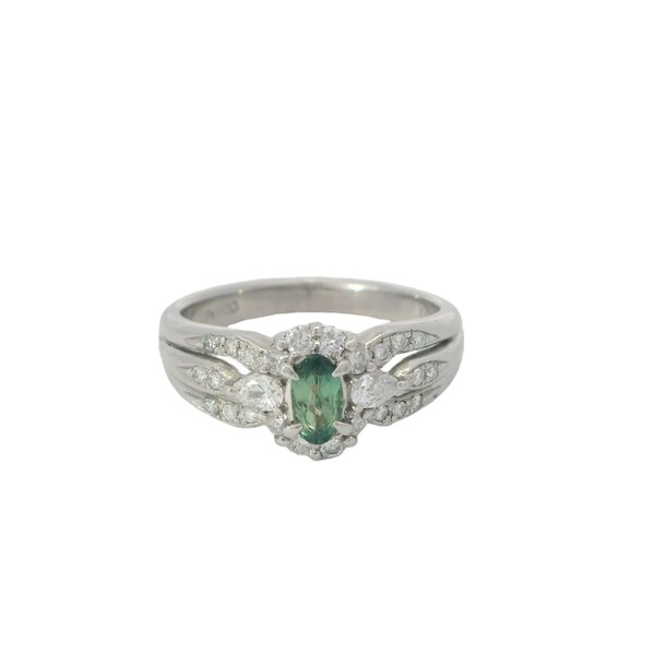 Platinum .31ct Oval Alexandrite & .41ct Diamond Ring Size 7