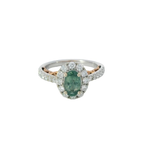 18K White and Rose Gold 1.09ct GIA Certified Alexandrite & Diamond Ring
