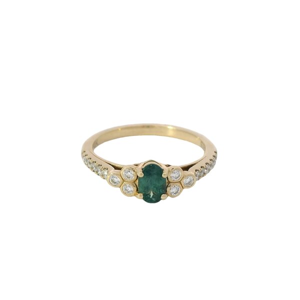 14K Yellow Gold .57ct Oval Alexandrite & .25ct Diamond Ring Size 7