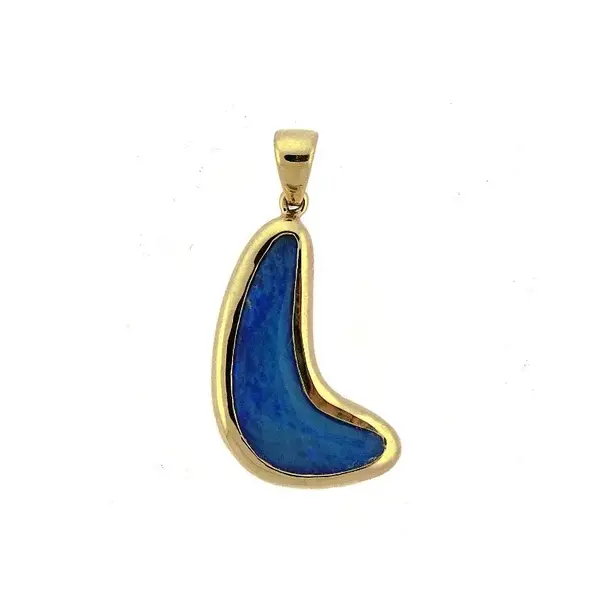 14K Yellow Gold 1.49ct Black Opal Freeform Pendant 18x10mm