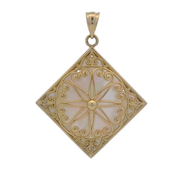 14K Yellow Gold Mother of Pearl Old Exchange Gate
