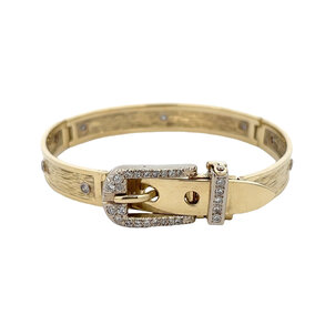 18KY 1950's .60ct Dia Buckle Bracelet 6.75"