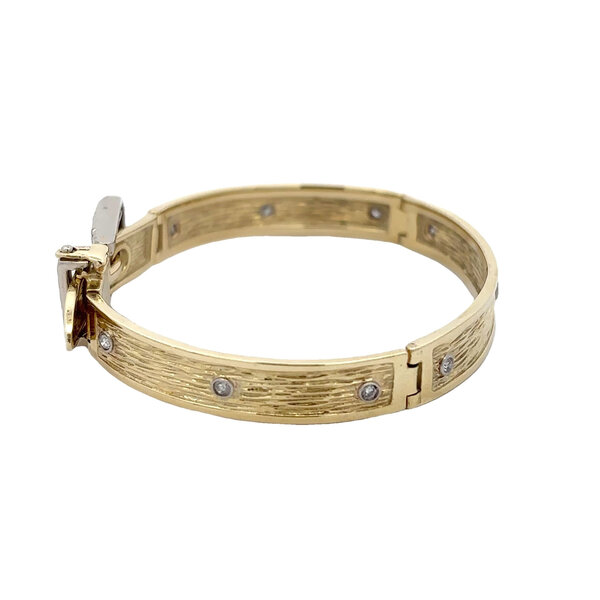 18K Yellow Gold 1950's .60ct Diamond Buckle Bracelet 6.75"