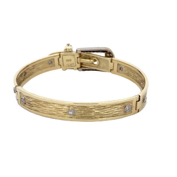 18K Yellow Gold 1950's .60ct Diamond Buckle Bracelet 6.75"