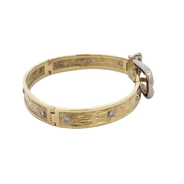 18K Yellow Gold 1950's .60ct Diamond Buckle Bracelet 6.75"