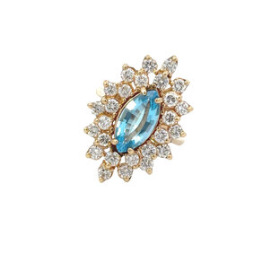 14KY 1970's 2.10ct BT & 1.50ct Dia Ring Sz 5.25