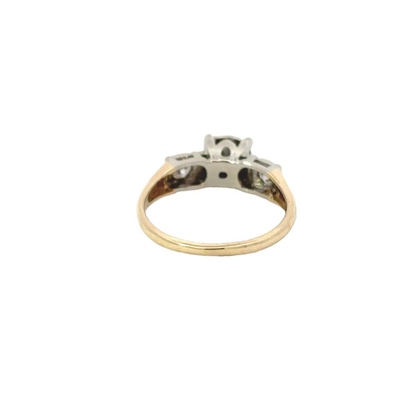 14K Yellow and White Gold 1950's .95ct Diamond 3 Stone Ring Size 6.75