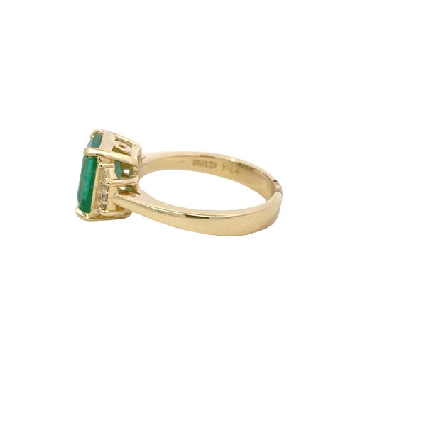 14k Yellow Gold  2.19ct Square Emerald .10ct Diamond Ring Size 6.5