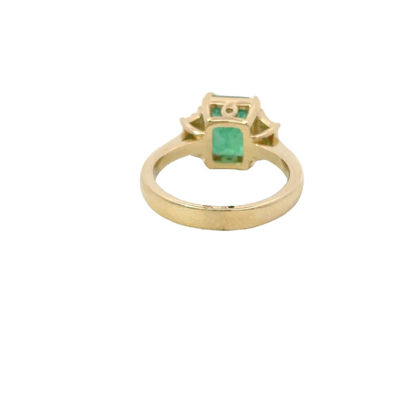 14k Yellow Gold  2.19ct Square Emerald .10ct Diamond Ring Size 6.5