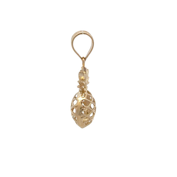 14K Yellow Gold Diamond Cut 3-D Pineapple Charm