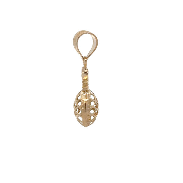 14K Yellow Gold Diamond Cut 3-D Pineapple Charm