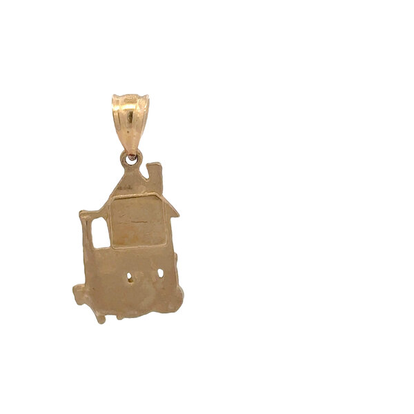 14K Yellow Gold Gold Creations Original Single House with Carriage Charm Small 24x9mm