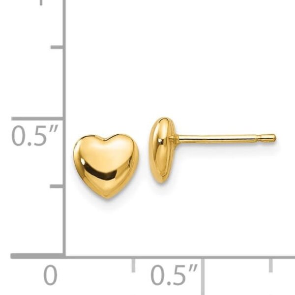 14K Yellow Gold Polished Heart Post Earrings
