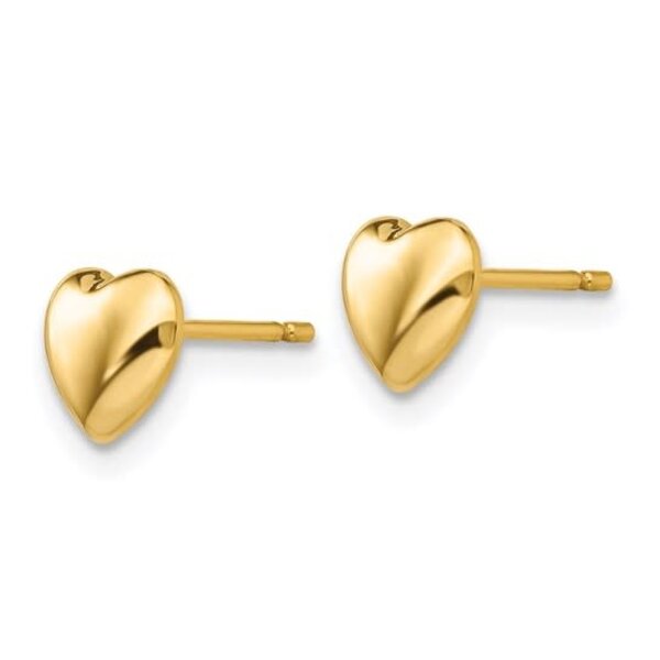 14K Yellow Gold Polished Heart Post Earrings