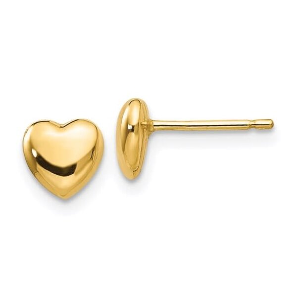 14K Yellow Gold Polished Heart Post Earrings