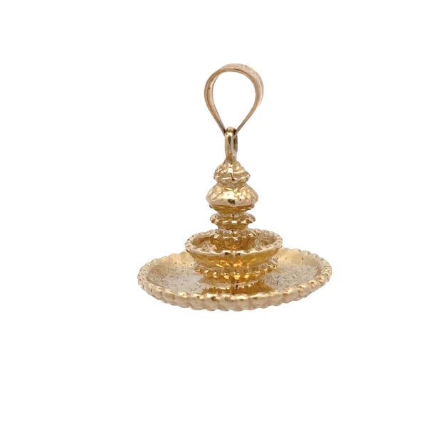 14K Yellow Gold Pineapple Fountain Charm