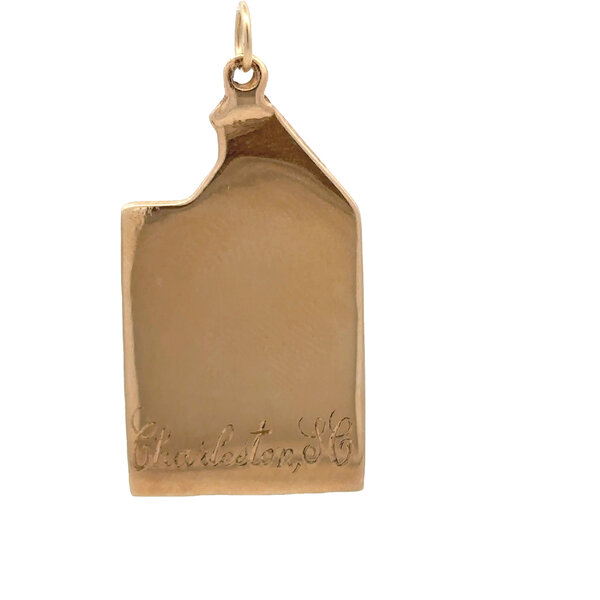 14K Yellow Gold Charleston Single House Engraved
