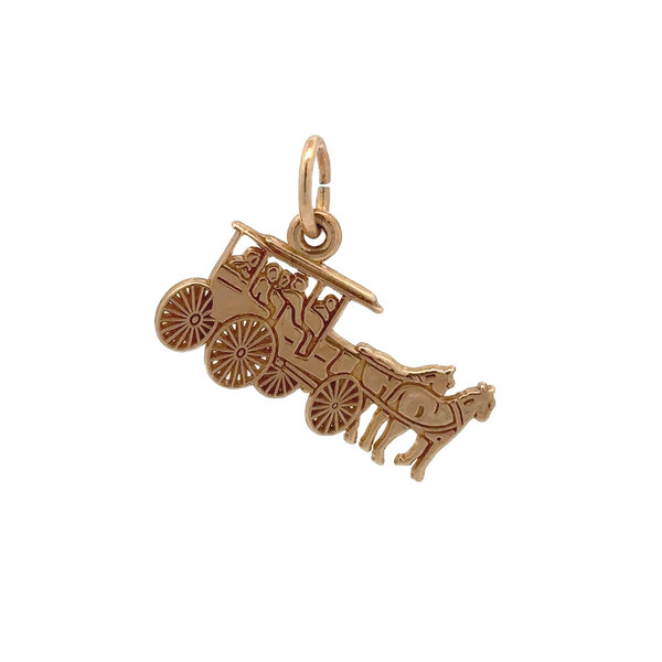 14K Yellow Gold Flat Horse & Carriage Charm