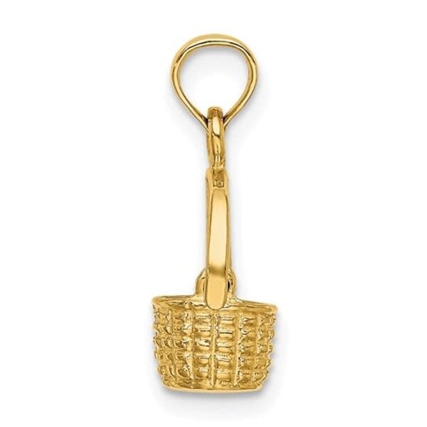 14K Yellow Gold Movable Handle Sweetgrass Basket Small 11x8mm