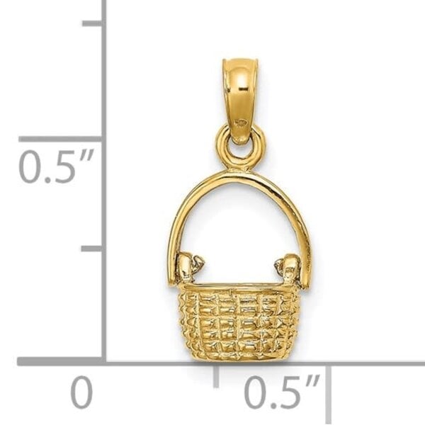 14K Yellow Gold Movable Handle Sweetgrass Basket Small 11x8mm