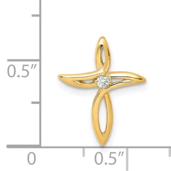 14K Yellow Gold AA Diamond Cross Pendant .08cttw