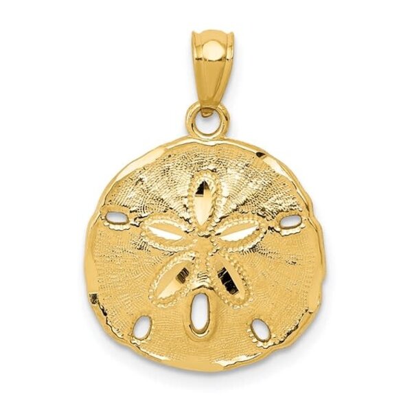 14K Yellow Gold Sand Dollar Pendant 23x16mm