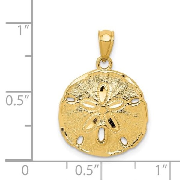 14K Yellow Gold Sand Dollar Pendant 23x16mm