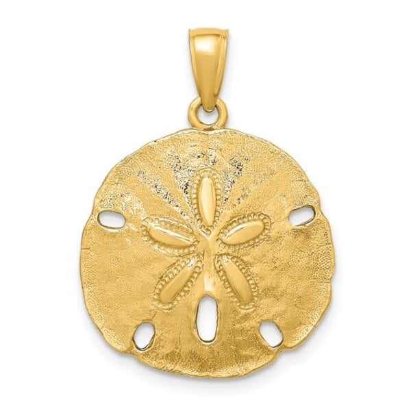 14K Yellow Gold Polished Sand Dollar 27x20.5mm