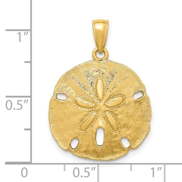 14K Yellow Gold Polished Sand Dollar 27x20.5mm