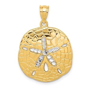 14KYW Polished D/C Sand Dollar 30x21mm