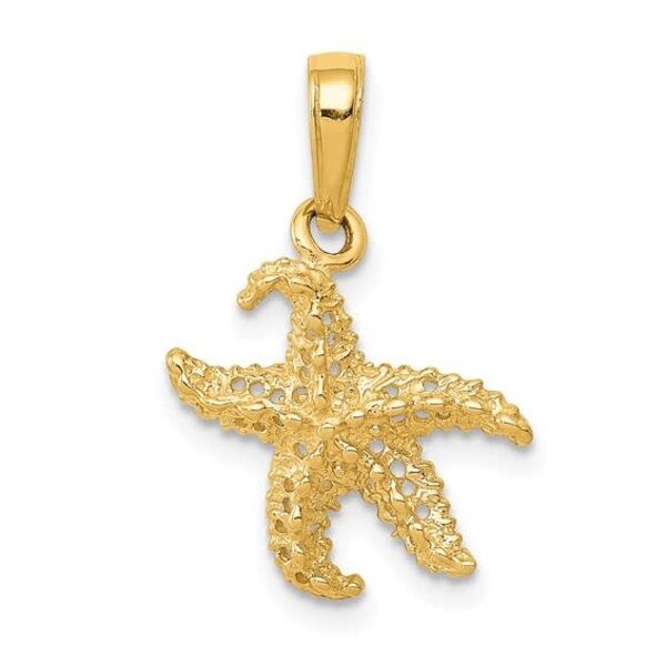 14K Yellow Gold D/C Textured Starfish