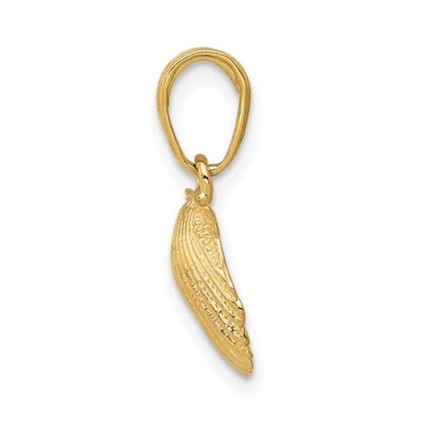 14K Yellow Gold Small Textured Scallop Shell Charm 17x10mm