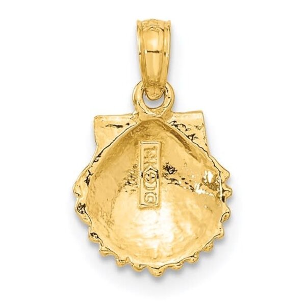 14K Yellow Gold Small Textured Scallop Shell Charm 17x10mm