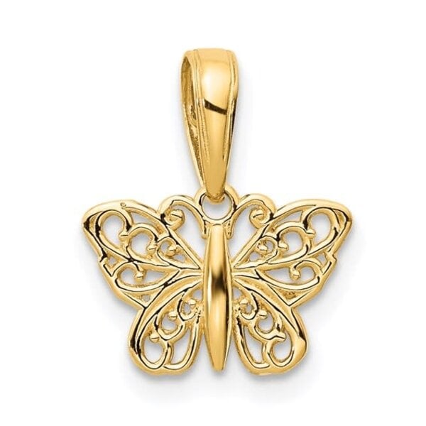 14K Yellow Gold Petite Butterfly Pendant 12x8mm