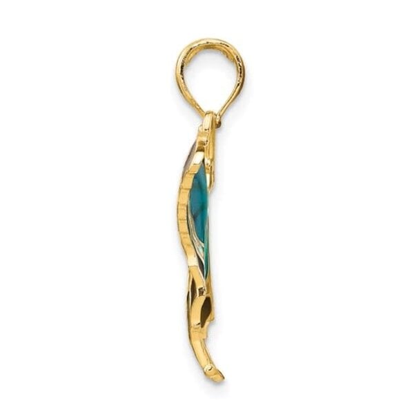 14K Yellow Gold Enameled Butterfly Pendant 31x24mm