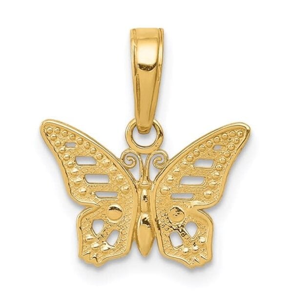 14K Yellow Gold Cutout Butterfly Pendant 14x13mm