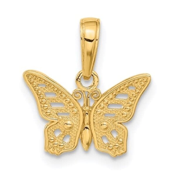 14K Yellow Gold Cutout Butterfly Pendant 14x13mm